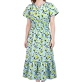 French Connection Women's Elegant Summer Maxi Dress - Split Neck, Short Sleeve, Flowy Casual Style for Everyday Wear