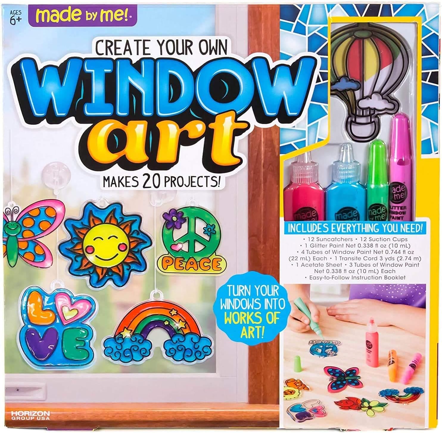 Made By Me Create Your Own Window Art by Horizon Group USA, Paint Your Own Suncatchers. Kit Includes 12 Pre-Printed Suncatchers + DIY Acetate Sheet, Window Paint ("1 Count)