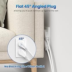 Elecan 3 Prong Power Strip with 8 FT Extension