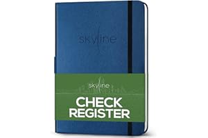 Skyline Check Register – Accounting Ledger Log Book for Income & Expenses – Transaction Checkbook for Small Business – Checking Account Notebook for Financial Transactions – A5, Hardcover, Mystic Blue