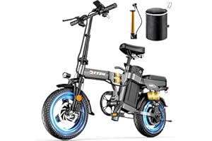 DTTZH A12 Foldable Ebike for Adults, 2000W/1000W, 40/28MPH, 52V 25Ah, 48V 15Ah, Keyless Ignition, 60-80 Miles Range Folding Electric Bike, 14" Commuter Adult Electric Bicycle, UL2849 Certified E Bike