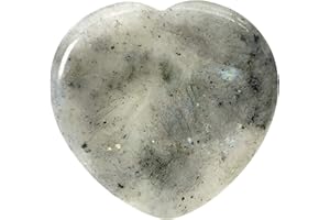 Fekuar Natural Moonstone Crystal Thumb Worry Stone, Hand Carved Healing Crystal Heart Shaped Stone for Anxiety Stress Relief Meditation 1.5"