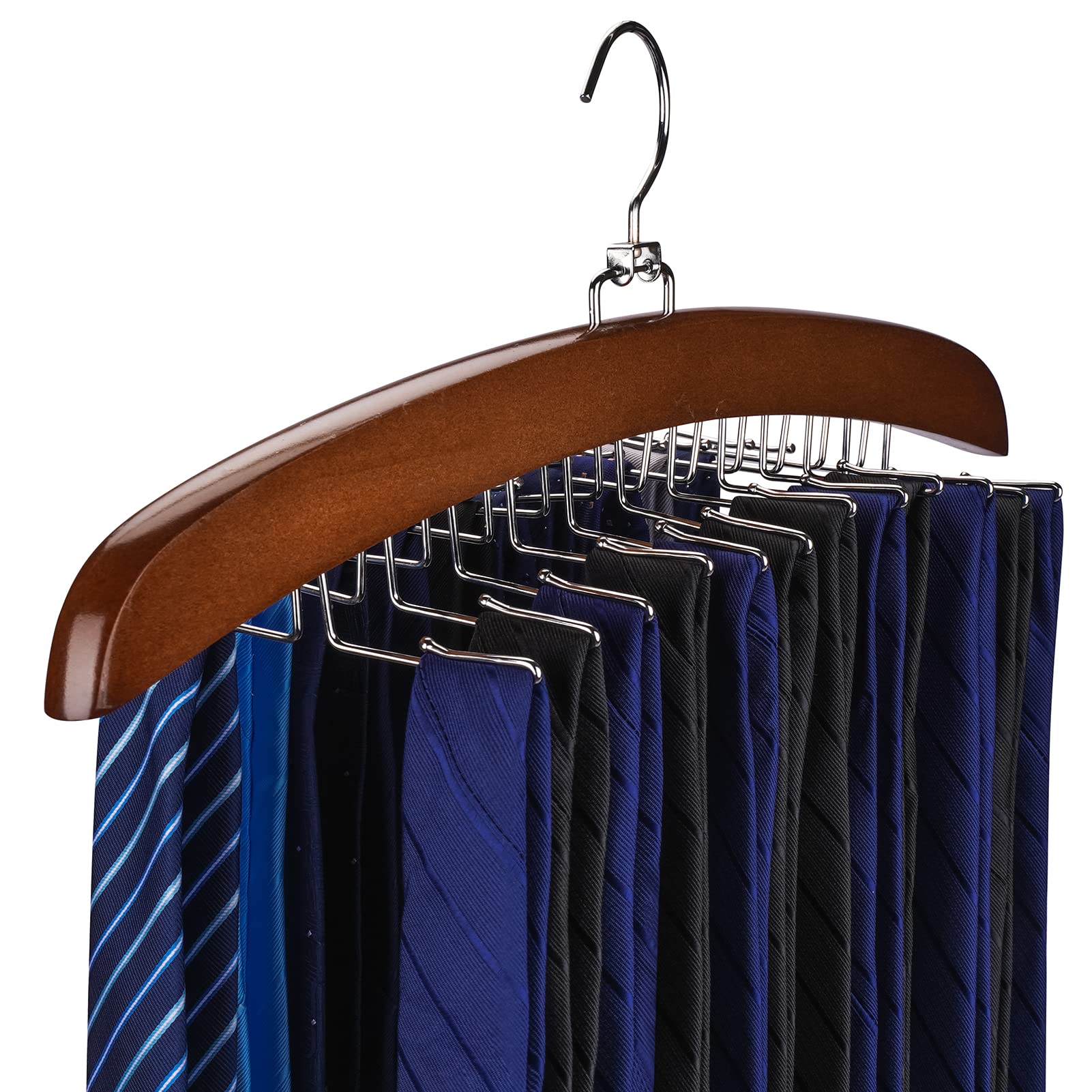 Photo 1 of Ulimart Tie Rack Tie Hanger 24 Hooks Wooden, Tank Top Hanger,Belt Organizer for Closet,with Upgraded 360°Rotating, Belts Scarves Accessories for Bras,Tank Tops,Camisoles…