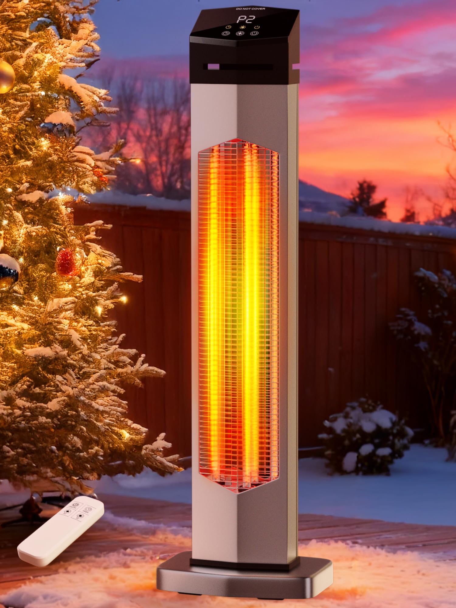 Photo 1 of ***FOR PARTS ONLY/ NON-FUNCTIONAL**** Uthfy 37 Inch Outdoor Electric Patio Heater, 1500W Infrared Heater with Remote, 12H Timer, IP65 Waterproof, Portable Tower Heaters for Home, Garage, Porch, Shop, Backyard, Indoor and Outdoor Use