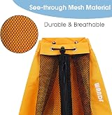 WANDF Swim Bag Mesh Drawstring Backpack Orange Beach Gym Gear view 5