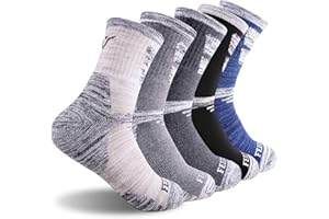 FEIDEER Men's Hiking Walking Socks, Multi-pack Wicking Cushioned Outdoor Recreation Quarter Crew Socks