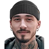 OUTDOOR SHAPING Merino Wool Short Fisherman Beanies for Men Women, Knit Cuff Trawler Beanie Cap, Winter Warm Daily Hat