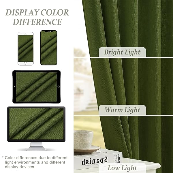 PANGSINNE 9FT LINEN PINCH PLEATED CURTAINS – FARMHOUSE BEDROOM SEMI SHEER BACK TAB CURTAIN FOR LIVING ROOM OLIVE GREEN 108 INCH LENGTH 2 PANELS SET