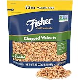 Fisher Chopped Walnuts, Unsalted California Baking Nuts, 2 lb Bulk Bag | Raw Chopped Walnuts, Protein, Dessert Toppings, Oatm