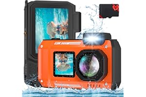 FOHOA Upgraded 8K 70MP Underwater Camera with 32G Card, 33FT Waterproof Camera Rugged Dustproof Shockproof for Snorkeling, Selfie Digital Camera for Diving, Dual-Screen Underwater Photography Camera