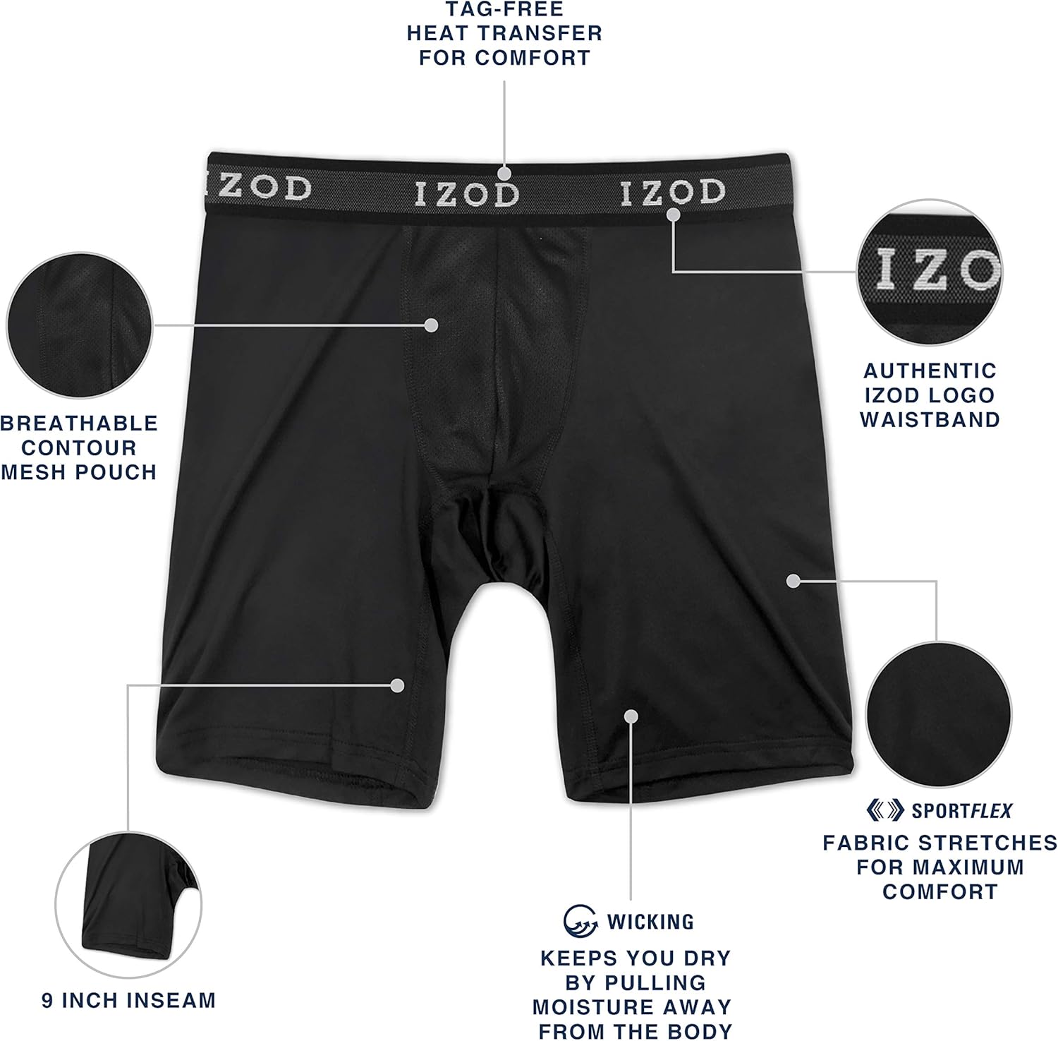 IZOD Men's 5 Pack Performance Cycle Boxer Brief at  Men’s Clothing store