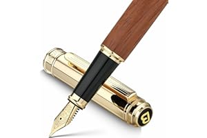 BEILUNER 316 Fountain Pen,Stunning Luxury Rosewood,24K Gilded Nib(Medium),Gorgeous 24K Gold Finish, Ink Converter,Best Gift for Men&Women-Fancy,Executive,Nice Pens for Writing, RD-M