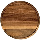 PINXIURY 13.8 Inch Round Wooden Decorative Serving Tray for Coffee Table and Home Decor, Round Wood Tray for Table Centerpiece, Small Candle Tray, Acacia, Appetizer Charcuterie Board