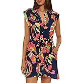 Trina Turk Womens Poolside Shirt Dress, Casual, Floral Print, Beach Cover Ups for Women