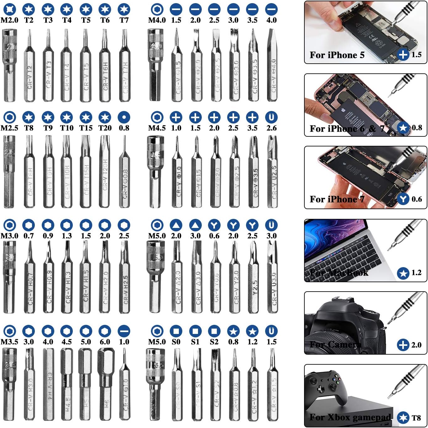 GANGZHIBAO Precision Screwdriver Set,61 in 1 with 56 Bits Screwdriver Kit, Magnetic Driver Electronics Repair Tool Kit for iPhone, Macbook, PS4,Computer, PC, Game,Phone with Anti-Static Wrist Strap: Electronics