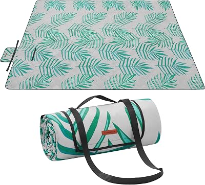 SONGMICS Picnic Blanket 300 x 200 cm Large Waterproof Mat Fern Grey GCM100G02