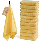 SEMAXE 12 Pack Hand Towels for Bathroom, 100% Cotton Towels with Hanging Loops, Soft and Highly Absorbent, Hand Towel Set for Gym, Shower, Hotel, Spa and Kitchen, Yellow