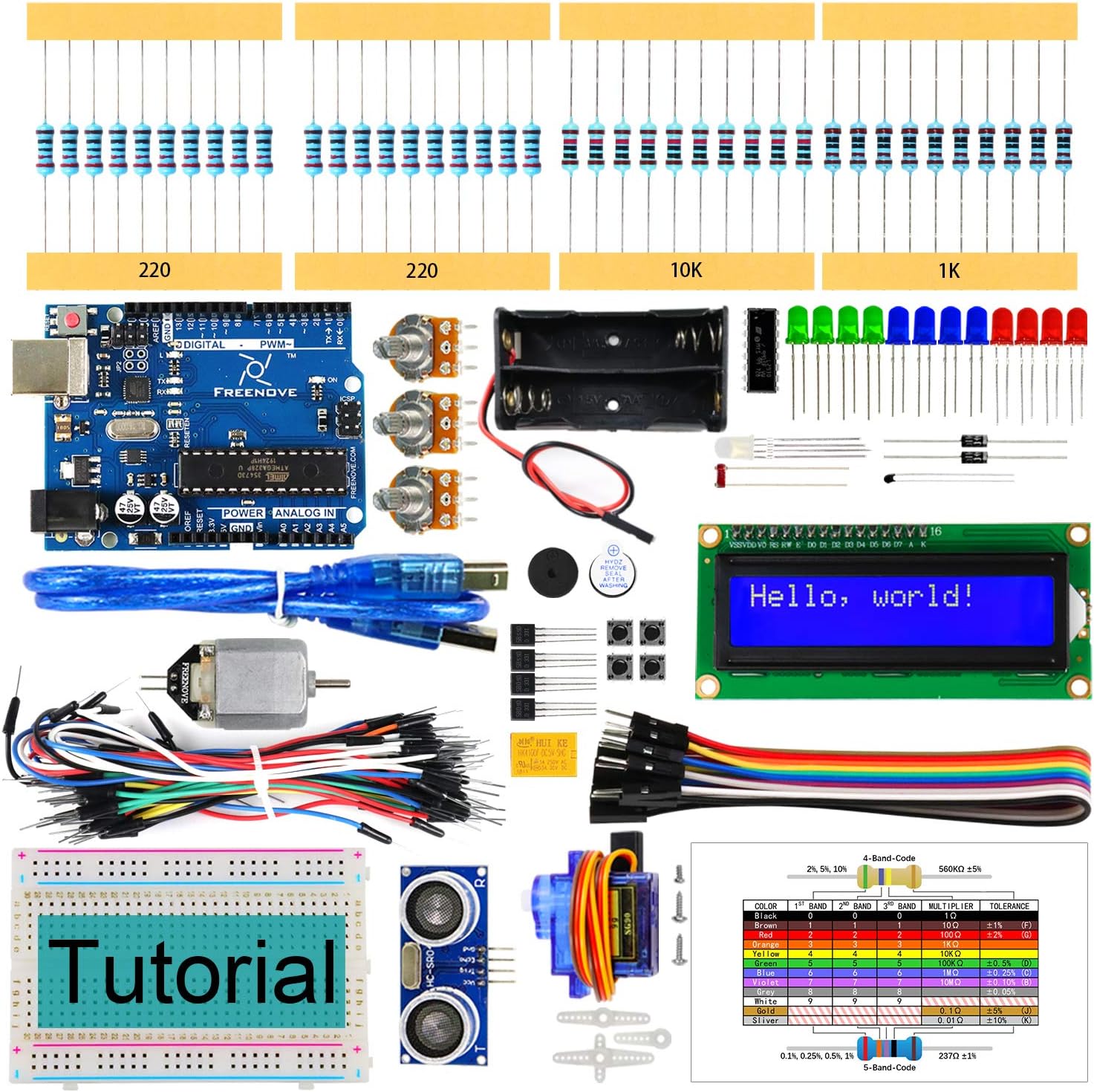Freenove Ultrasonic Starter Kit with Control Board (Compatible with Arduino IDE), 139 Pages Detailed Tutorial, 158 Items, 26 Projects, Solderless Breadboard