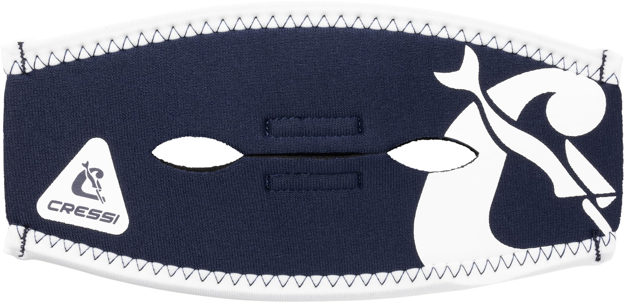 Cressi Pony Tail Neo Mask Strap Cover_Blue Navy/White - Neoprene Mask Cover for Diving and Snorkelling Masks, Blue Navy/White, One Size, Unisex Adult