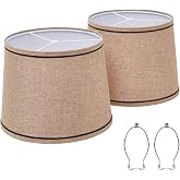 Brown Lampshades Set of 2, Medium Fabric Lampshades for Table Lamps | 13" Top x 11" Bottom x 10" High (Spider Fitter), Hand Crafted Replacement Lampshades, Lamp Shade Harp Holder Included
