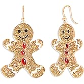 Christmas Earrings for Women Glitter Acrylic Gingerbread Earrings Dangle for Holiday Xmas Party Jewelry