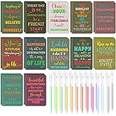 24 Pcs Mini Inspirational Notebooks Bulk with 24 Pcs Colorful Pens, Small Pocket Journal Notepads Set, Motivational Bulk Gifts for Women Men Teacher Student, Fun School Office Supplies, 3.5" x 5.5"