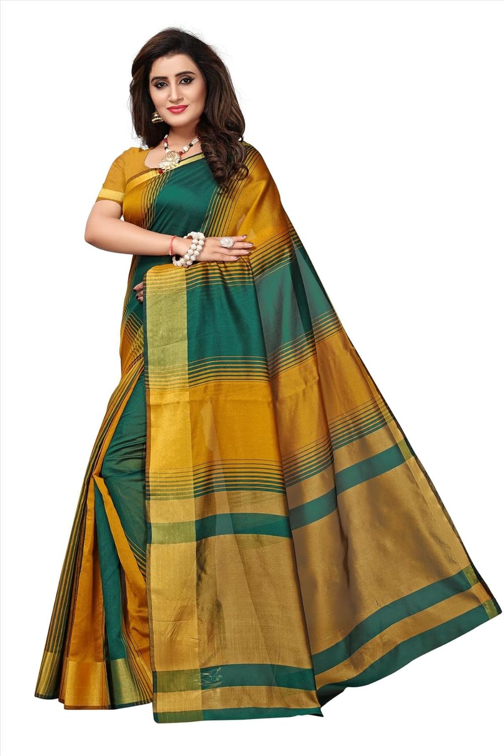 fabwomen silk saree with blouse piece (fab1841_green_free size)