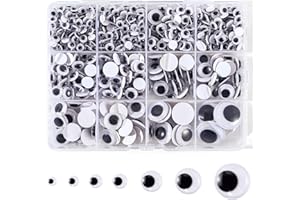 784pcs Wiggle Googly Eyes Self Adhesive,Sticky Googly Eyes, 5mm 6mm 8mm 10mm 12mm 15mm 20mm Large and Small Googly Eyes for C