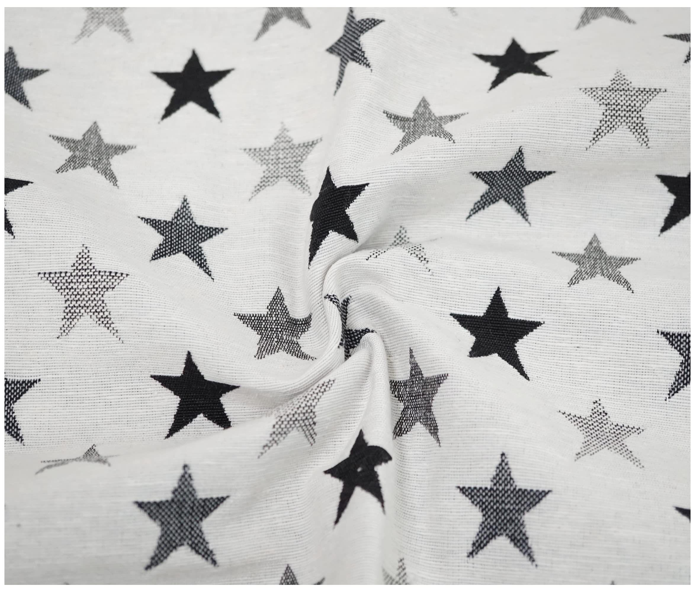 Luxury Tapestry Woven Curtain Upholstery Fabric Sofa Cushion Durable Material (300 x 140cm, Lucero Stars B&W)