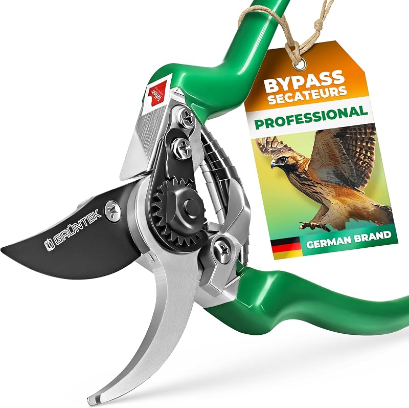 GRÜNTEK Professional Bypass Secateurs 20 mm Cut SK5 Blade 48 mm