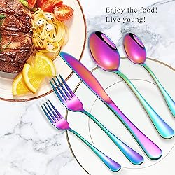 Rainbow Spoons,Soup Spoons,Set of 16 Top Food Grade