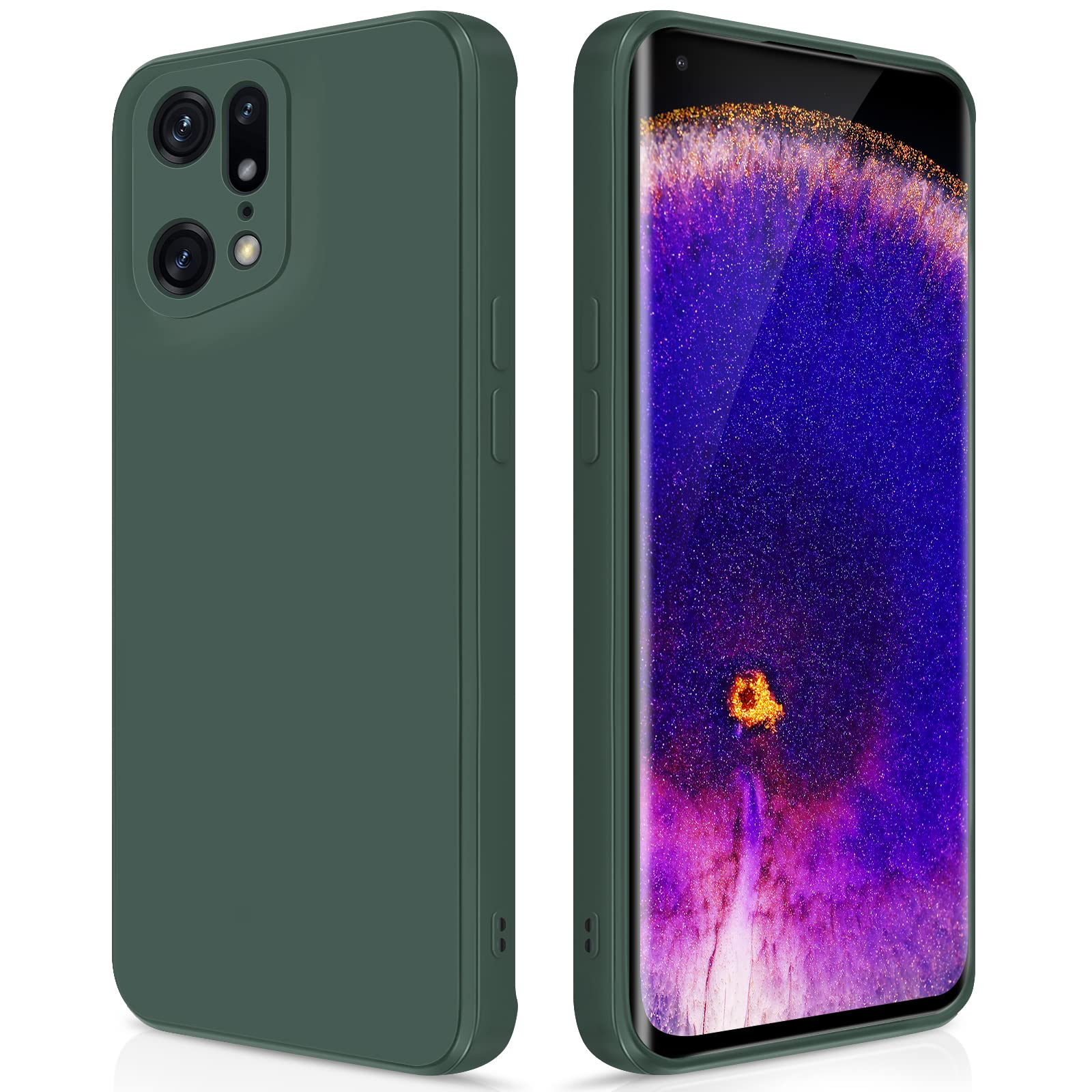 GiiYoon Case Compatible with OPPO Find X5 Pro, Silky-Soft Touch Full-Body Protective Phone Silicone Case, Shockproof Cover with Microfiber Lining, Green โ image 1