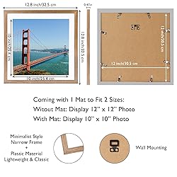 HEYTUYA 12x12 inch Picture Frame Rustic Brown for