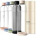 KIVY 32 oz Glass Water Bottle with Silicone Sleeve - Neutral glass waterbottle 32oz - Aesthetic water bottles glass bottle - Borosilicate glass water bottle 32 oz - White water bottle glass