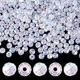 500pcs Clear Glass Beads Bulk, 6mm Crystal Beads for Jewelry Making, Faceted Glass Crystal Bead for DIY Bracelets, Necklaces, Earrings, and Crafts