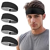 Sukeen Sports Headbands for Men, Moisture Wicking Sweat Bands Headbands Non-Slip, Breathable Elastic Sweatband, Running Headband for Yoga, Tennis, Fitness Workout