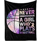 CaomeiWu Basketball Throw Blanket, 50" x 40" Flannel Cool Basketballs Themed Printed Stuffed Plush Black Blankets, Soft Nap Throw Blanket for Home Girls Women Basketball Lovers Gifts
