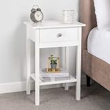 CHRISTOW White Bedside Table with Shelf and Drawer 60x40x30cm