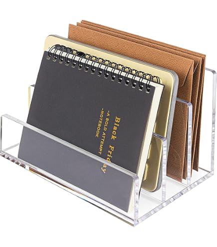 Transparent Acrylic File Holder, 3 Sections, Vertical Desk Organiser, Clear Table Organiser, Shelf Desk Organiser, Office File Folder, Stand For Post, Paper, Envelopes, Note