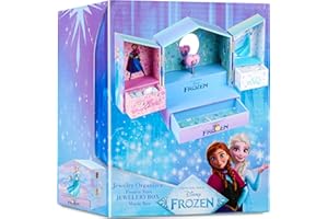 Get Trend Disney Frozen Musical Jewelry Box for Girls with Mirror, Drawers, and Wind Up Music, Jewelry Organizer for Rings, Charms, Gifts for Girls (Lilac Frozen)