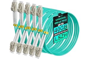 VANDESAIL LC to LC Fiber Patch Cable, 10G 40G OM3 Optical Patch Cable Multimode Fiber Jumper Duplex 50/125µm LSZH 2M 5Pack