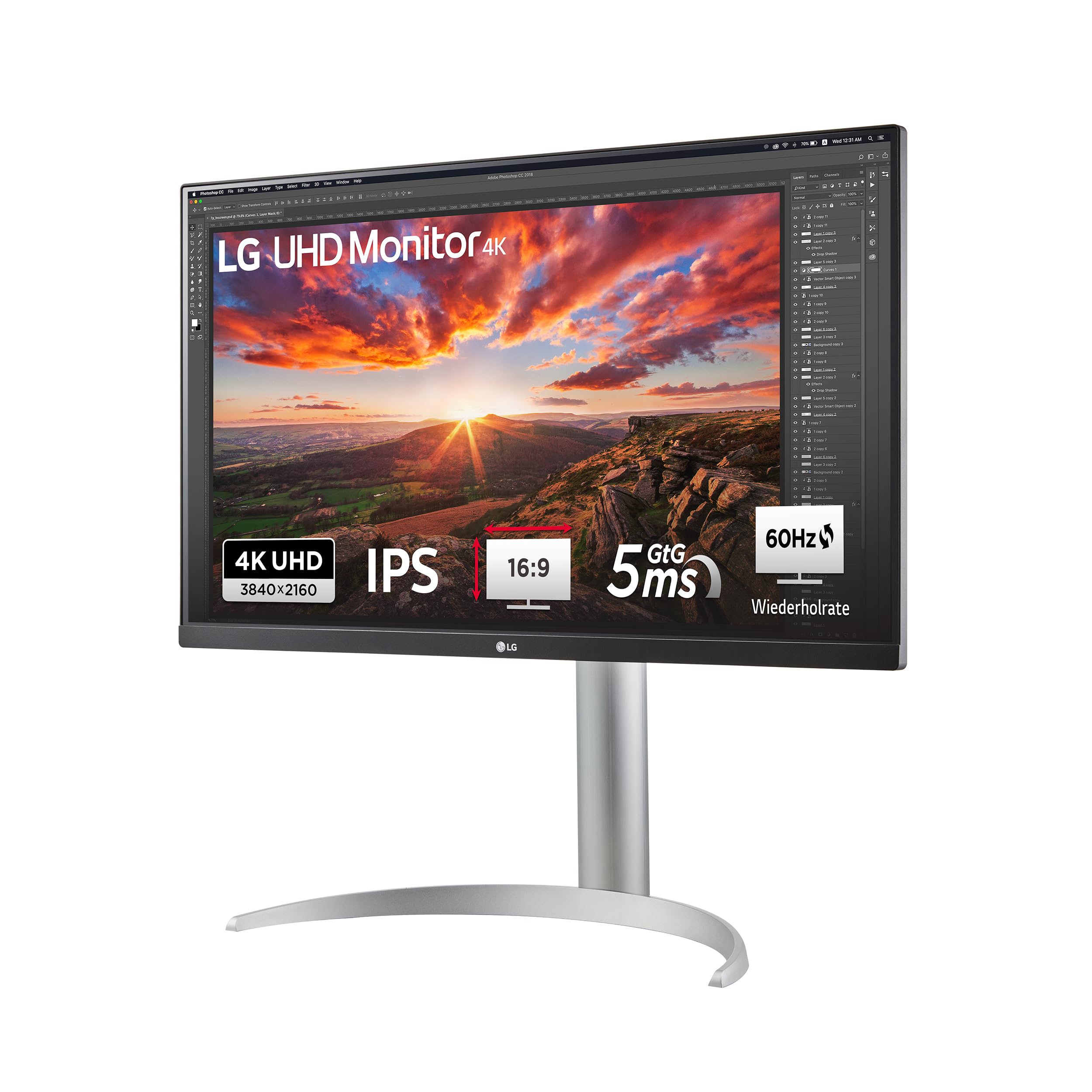 LG 27UP850K-W.AEU (27 Zoll) 4K UHD IPS Monitor, DisplayHDR™ 400, USB-C (90W), Weiß/Schwarz