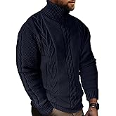 JEMLDL Men's Turtneck Pullover Sweaters Cable Knit Casual Pullover Sweater