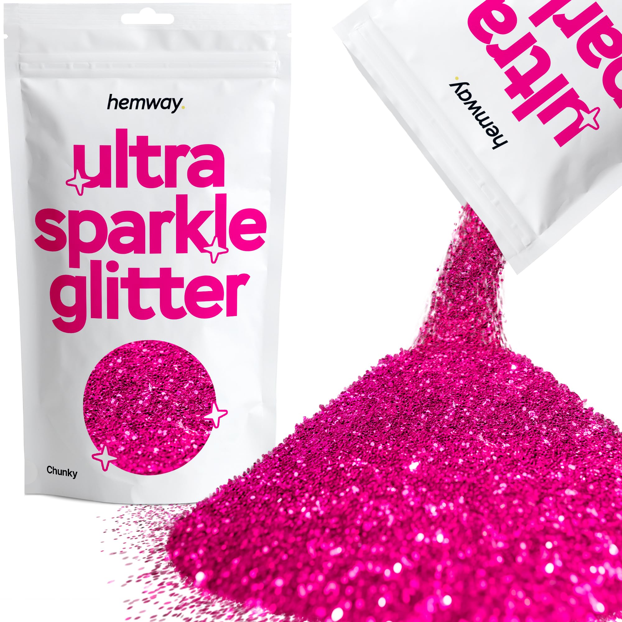 Hemway Ultra Sparkle Glitter Dark Rose Pink 100g Chunky | Glitter for Arts & Craft, Makeup, Nail Art, Crafting, Card Making, Sparkle Decoration