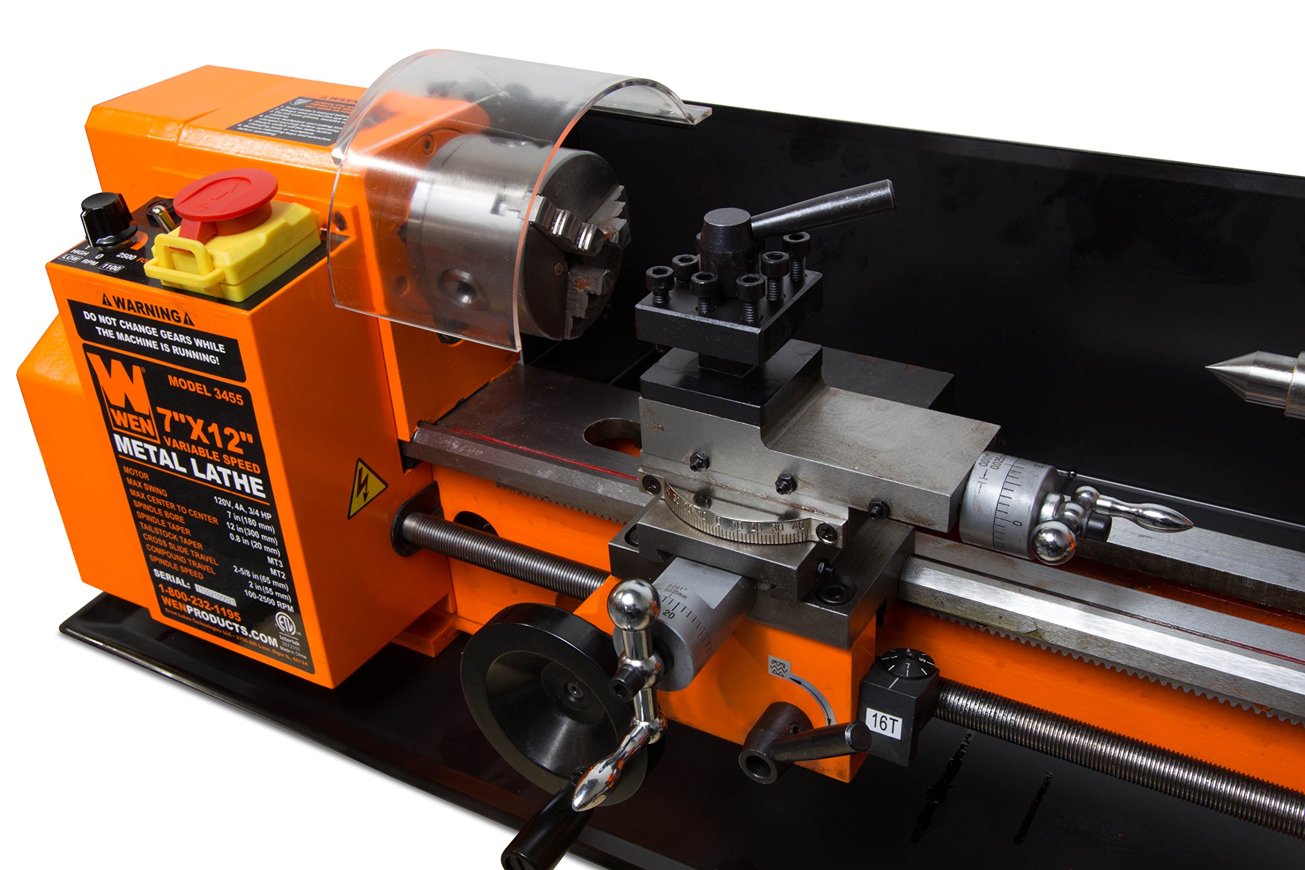 WEN 3455 Variable Speed 7 by 12'' TwoDirection Benchtop Metal Lathe eBay