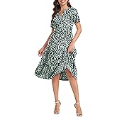 Jeqeocafy Women's V Neck Dress 2025 Lounge Fashion Casual Loose Fit Flowy Swing Tiered Vacation Dresses