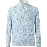 M MAELREG Quarter Zip Golf Pullover Men Dry Fit Long Sleeve Performance Wicking 1/4 Zip Full Print Pullover Mens Sweatshirt