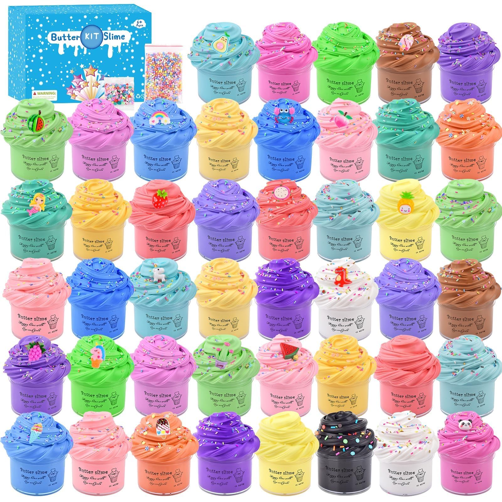 45-Pack Butter Slime Kit, Birthday Soft and Non-Sticky Bulk Slime Party Favors & Kids, Classroom Exchange Gift Mini Slime, Stress Relief Toys & Boys Girls 4-10, Stocking Fillers Goodie Bags Stuffers