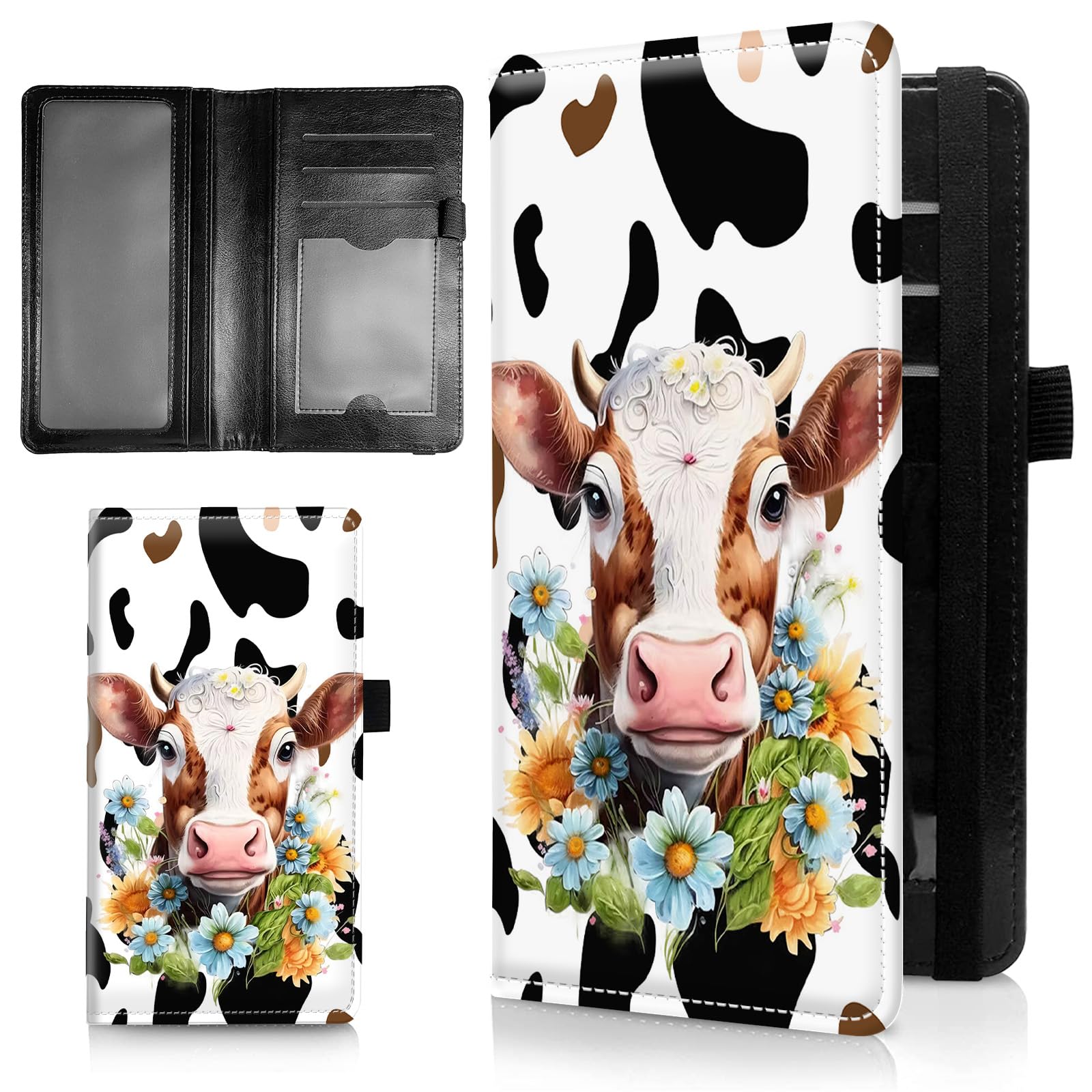 Photo 1 of AIRWEE Checkbook Cover for Men and Women, PU Leather Check Book Case Card Holder with RFID Blocking Standard Register Duplicate Checks, Embossed on Both Side Slim Checkbook Cover, Cow Print