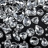 460 Pieces Sew on Rhinestones Glass Sewing Claw Gemstones and Crystals Metal Back Prong Setting Sewing Rhinestones for Clothes DIY Crafts Clothes Shoes Bag (White)